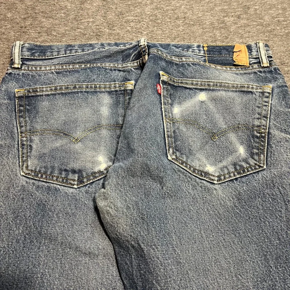 Levis 505 Regular Fit Straight Leg Jeans Medium Wash Blue Denim 36x34